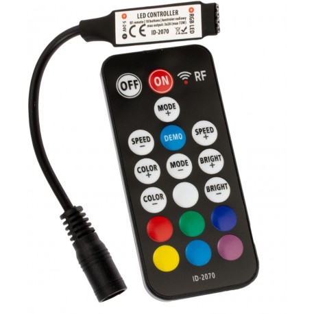  Controler cu Telecomanda pentru Banda LED RGB 12V 72W 24 Butoane Mini RF Negru 
